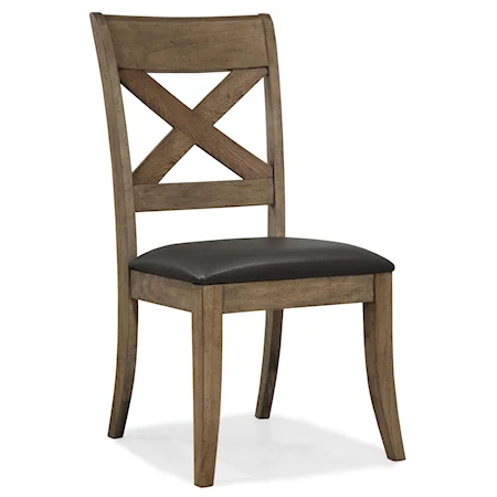 Casual X-Back Side Chair with Upholstered Seat